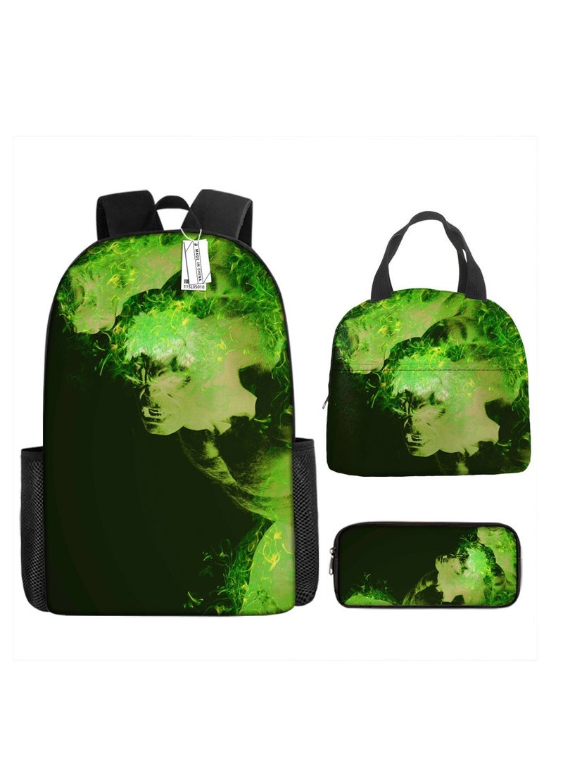 Cartoon printed three piece backpack for primary and secondary school students, anime backpack, shoulder bag, pencil case