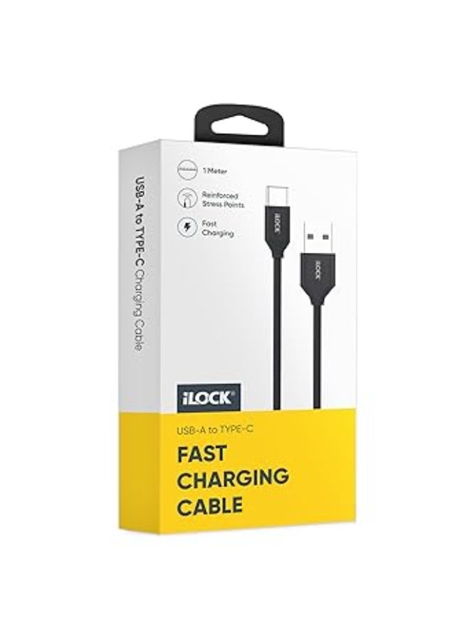 آي لوك كابل شحن iLOCK من USB-A إلى Type-C بتصميم PVC متين – طول 1 متر – أسود - Image 5