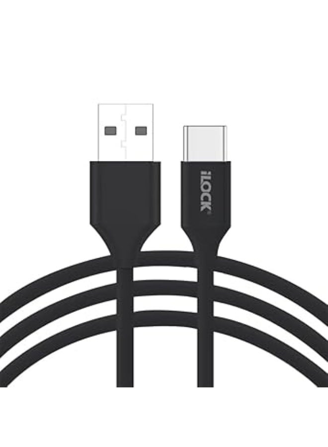 آي لوك كابل شحن iLOCK من USB-A إلى Type-C بتصميم PVC متين – طول 1 متر – أسود - Image 2