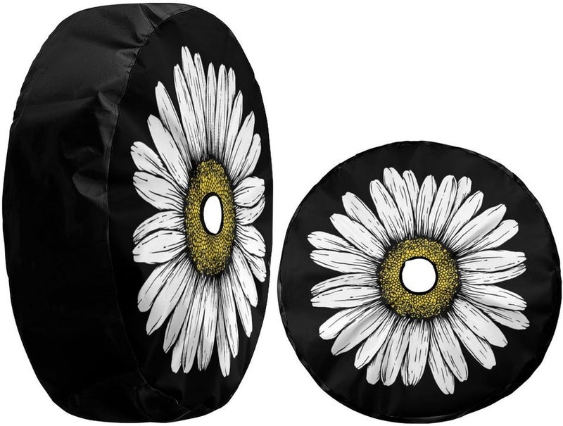 Foruidea Daisy Flower Spare Tire Cover with Backup Camera Hole Wheel Tire Cover Fit Trailer, RV, SUV and Many Vehicle 17inch - Image 3