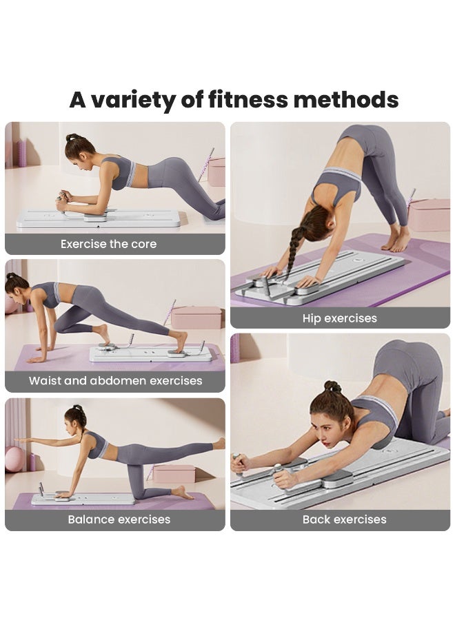TAPIT Pilates Board Pilates Reformer Set Multi-Purpose Foldable Pilates Reformer Board for Home 5 in1 Pilates Sliding Board Pilates Equipment Fitness Board Ab Core Trainer Machine For Home (Grey) - Image 2