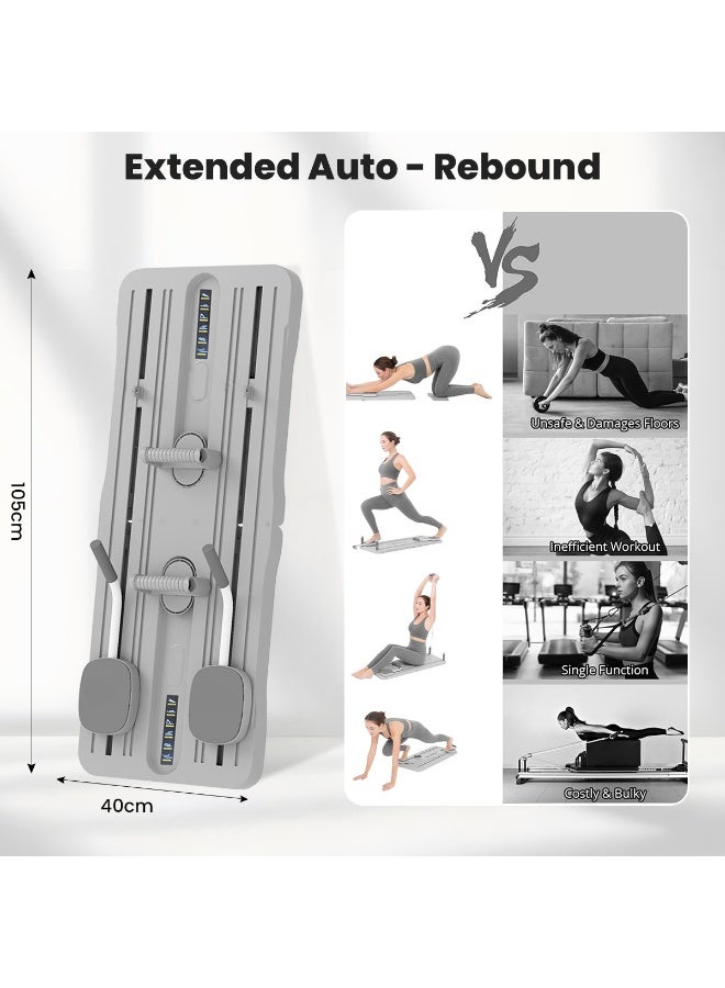 TAPIT Pilates Board Pilates Reformer Set Multi-Purpose Foldable Pilates Reformer Board for Home 5 in1 Pilates Sliding Board Pilates Equipment Fitness Board Ab Core Trainer Machine For Home (Grey) - Image 5