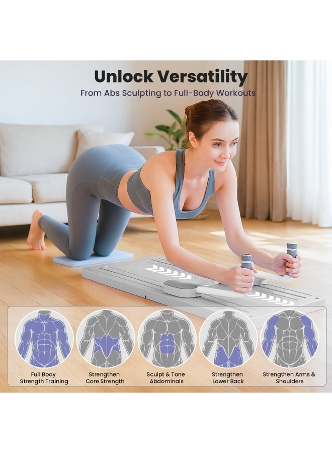 TAPIT Pilates Board Pilates Reformer Set Multi-Purpose Foldable Pilates Reformer Board for Home 5 in1 Pilates Sliding Board Pilates Equipment Fitness Board Ab Core Trainer Machine For Home (Grey) - Image 3