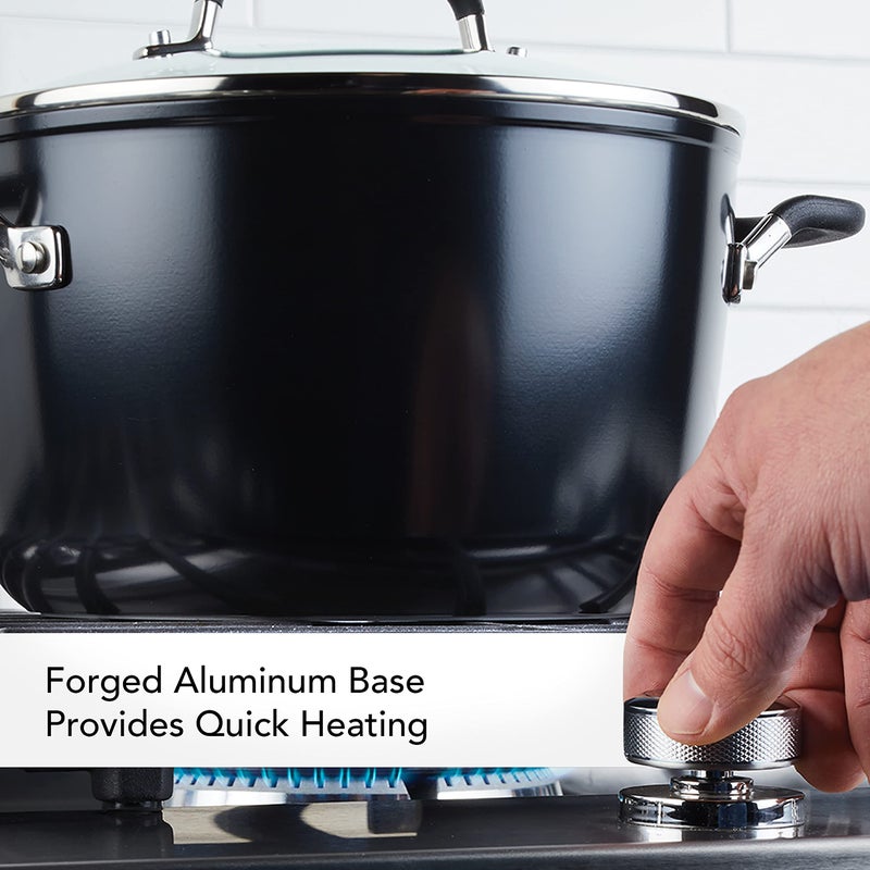 KitchenAid 84805 Hard Anodized Nonstick Stockpot with Lid, 8 Quart - Onyx Black - Image 3