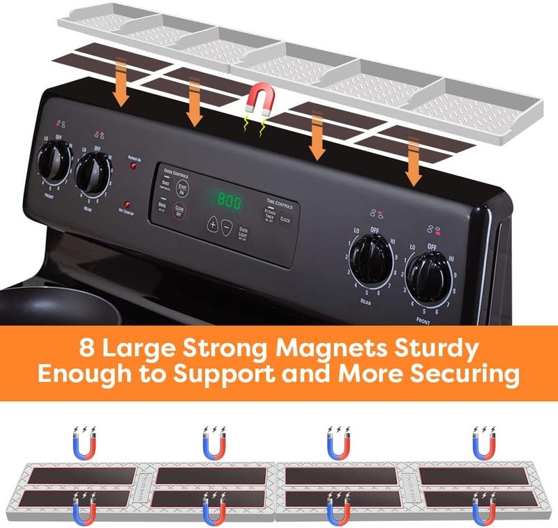 Hydream Stove Top 30 Inch Magnetic Silicone Shelf Over the Stove Spice Rack Kitchen Organizer for Above Stovetop Light Grey - Image 3