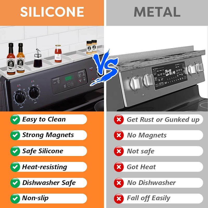 Hydream Stove Top 30 Inch Magnetic Silicone Shelf Over the Stove Spice Rack Kitchen Organizer for Above Stovetop Light Grey - Image 4
