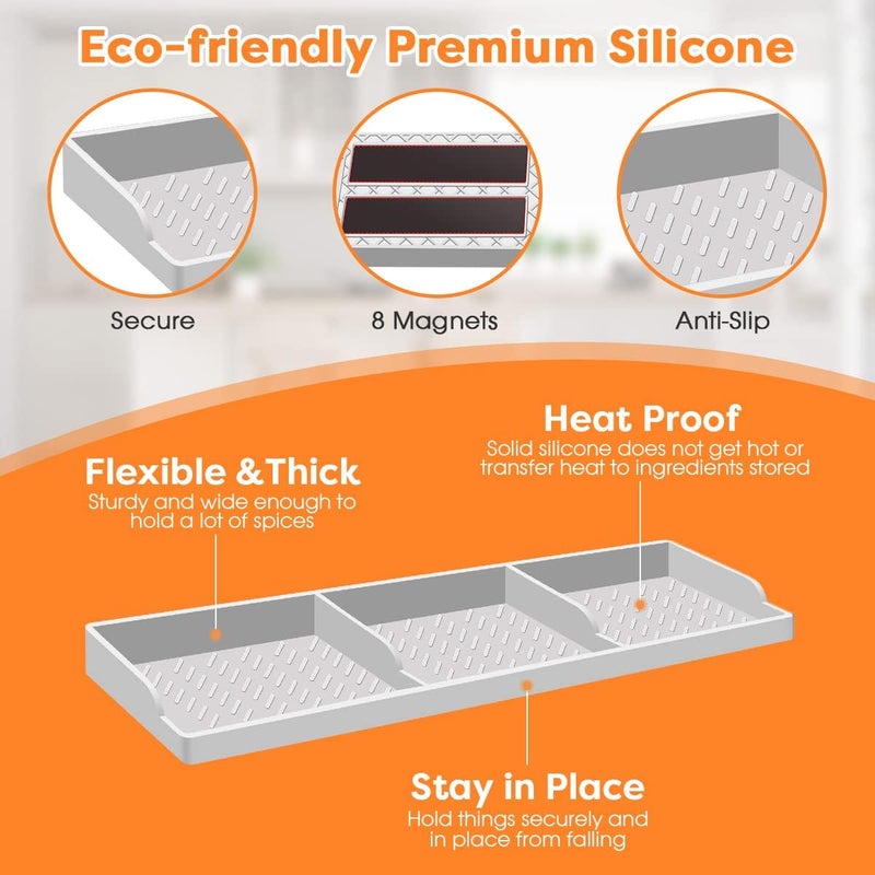 Hydream Stove Top 30 Inch Magnetic Silicone Shelf Over the Stove Spice Rack Kitchen Organizer for Above Stovetop Light Grey - Image 5