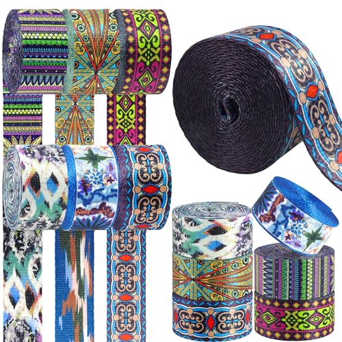 Grosun 6 Rolls 1.5 inch Retro Nylon Webbing Belt Webbing Straps Purse Straps Backpack Straps Nylon Belt in Thermal Transfer Patterns for Seatbelt, Bags, Backpacks, Handles, Luggage, Slings - Image 1