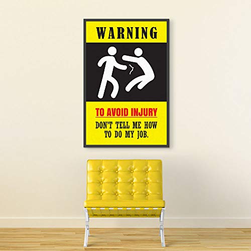 Inephos Warning - to Avoid Injury Funny Poster Print (Size: 8 inch X 12 inch, Framed, Laminated Print) - Image 1