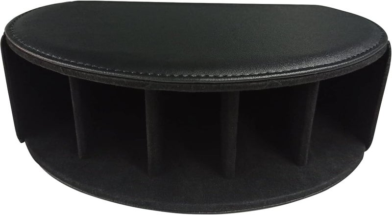 RHCSZ Leather Remote Control Holder with 5 Compartments TV Remote Caddy Storage Box/Tray,Desktop Organizer Store Controller,Glasses,Brush,Media Player,Pen,Space Saver for Bedside Table/Office Desk(Black) - Image 2