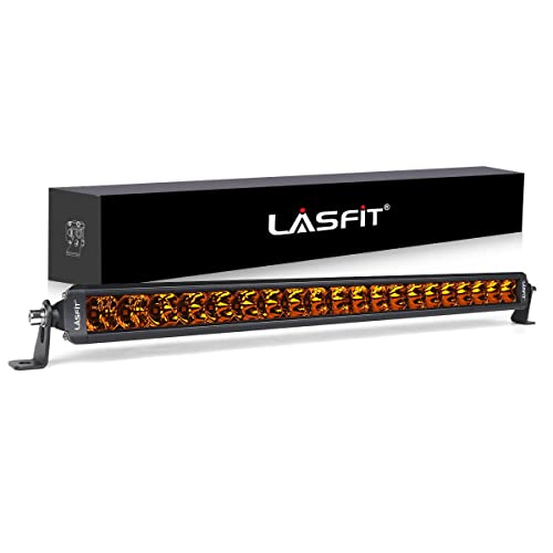 LASFIT شريط إضاءة LASFIT بطول 22 بوصة، شعاع مزيج بقعة و فيض، شريط LED أصفر صف واحد للقيادة على الطرق الوعرة، مقاوم للماء IP67 للشاحنات و البيك أب و SUV و ATV و UTV - Image 1