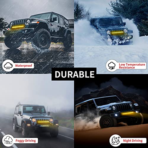 LASFIT شريط إضاءة LASFIT بطول 22 بوصة، شعاع مزيج بقعة و فيض، شريط LED أصفر صف واحد للقيادة على الطرق الوعرة، مقاوم للماء IP67 للشاحنات و البيك أب و SUV و ATV و UTV - Image 5