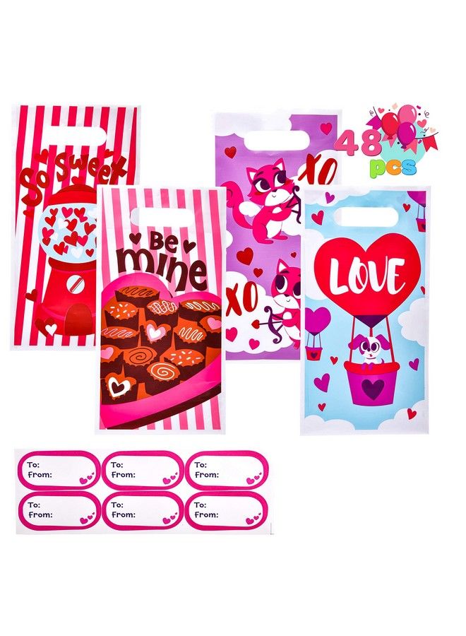 JOYIN 48 Pieces Valentines Day Gift Gags Treat Bags Set For Kids Party Favor, Classroom Exchange Prizes, Valentine’S Greeting Cards, Including Oval To And Foam Stickers - Image 1