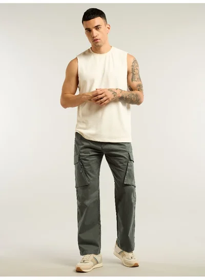Beyoung Dark Grey 6-Pockets Cargo Pants