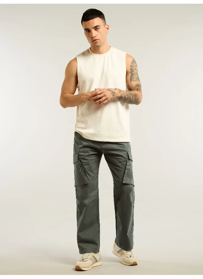 Beyoung Dark Grey 6-Pockets Cargo Pants