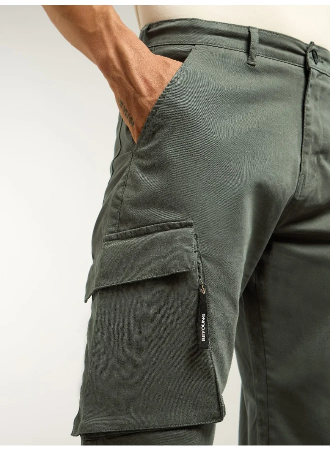 Beyoung Dark Grey 6-Pockets Cargo Pants