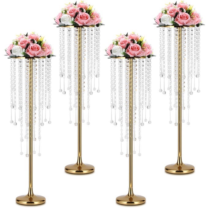 METAL GOLD VASE 4PCS MODERN CENTERPIECE FOR TABLE WEDDING EVENT DECOR 295IN TALL DURABLE RUST RESISTANT LUXURIOUS HOME DECORATIONS