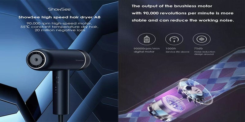 Showsee A8 Quick-Dry Negative Ion Hair Dryer 1800w, Red - Image 5