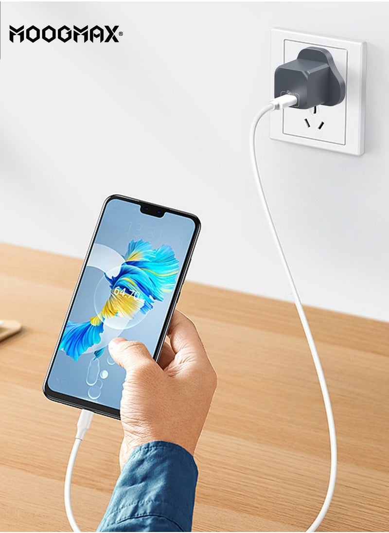 MOOGMAX Adapter charger with PD (Type-C) port, supports very fast charging 20W - with GaN tech, which makes it 3 times faster - suitable for Apple, Samsung, Nintendo Switch, & other devices - black  - Image 3