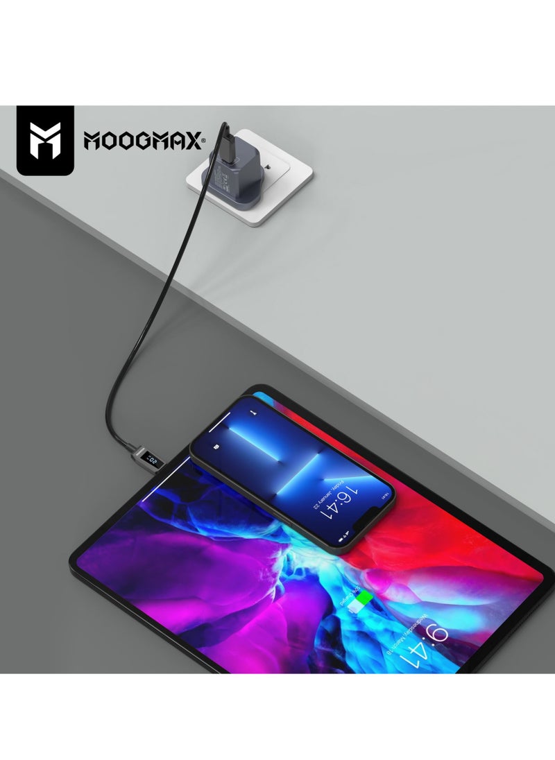 MOOGMAX Adapter charger with PD (Type-C) port, supports very fast charging 20W - with GaN tech, which makes it 3 times faster - suitable for Apple, Samsung, Nintendo Switch, & other devices - black  - Image 4