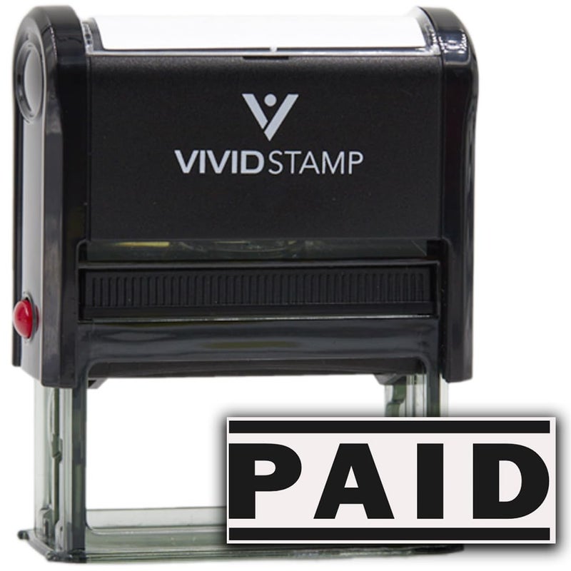Vivid Stamp Paid Self Inking Rubber Stamp Black  Medium