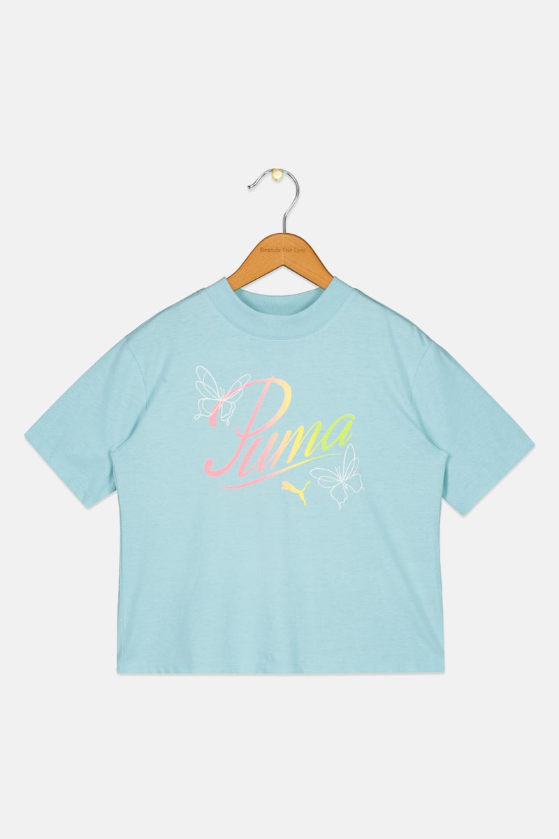 PUMA Kids Girl 2Pcs Graphic Print T-Shirt And Bottom Shorts Set, Multicolor - Image 2