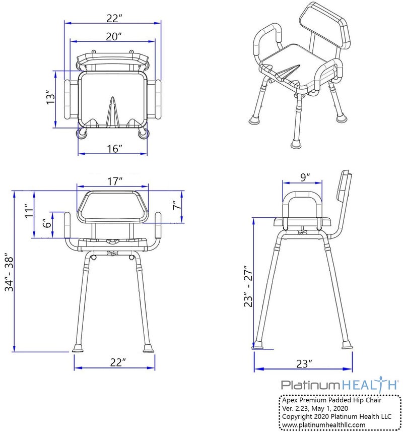 Platinum Health Hip Chair, APEX(tm) Premium, Padded, Height Adjustable, SEAT-Angle Adjustable Hip Chair. Doctor and Rehab Specialist Recommended - Image 5