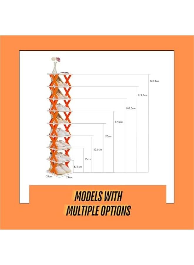MIXDE Entryway Multi-layer Shoe Rack Organizer Simple Easy To Assemble Household Foldable Plastic Shoes Holder (Orange, 9 Layers) - Image 4