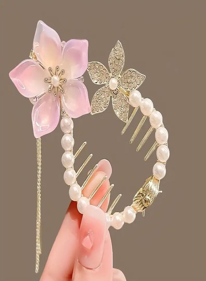Ashkash 2pcs Elegant Alloy Tassel Hair Claw Clips with Rhinestone Embellishments - Vintage Butterfly & Flower Bun Buckles for Women - Versatile Hair Accessories - Image 4