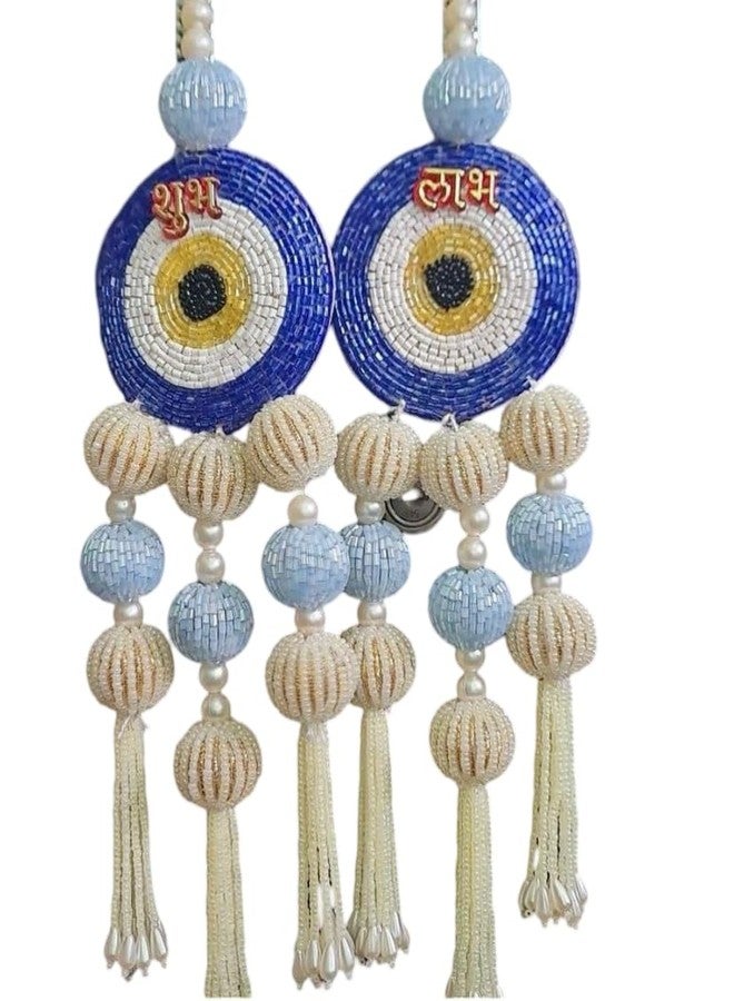 Anishop Beautiful Handmade Evil Eye shubh labh Hanging Wall, Best for Home/Terrace/Garden Decor/Diwali/Xmas/Wedding (Handmade) (Pack of 2) Blue - Image 2