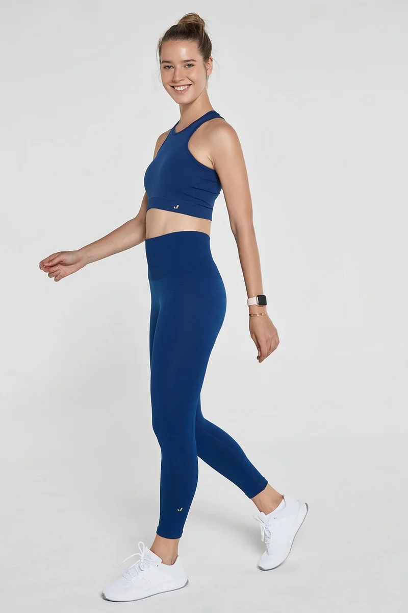 Jerf Palmi Patterned Round Neck Covered Bra Navy Blue