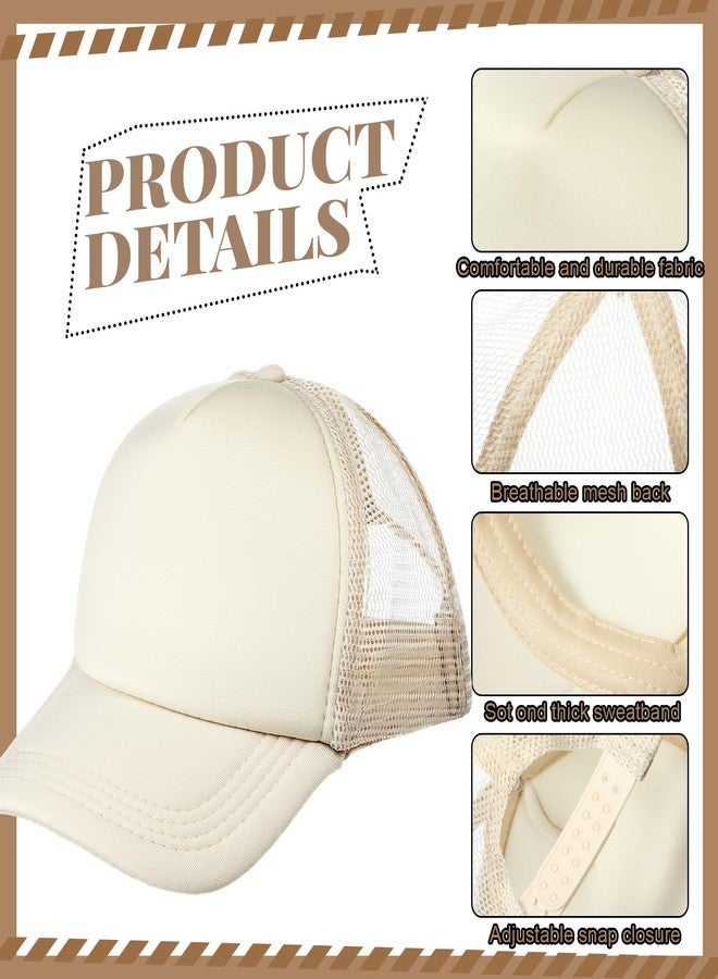 Vabean 24 Pack Sublimation Blank Cap Trucker Mesh Cap Unisex Plain Blank Baseball Hat for DIY Embroidery Sublimation Printing(Champagne) - Image 3