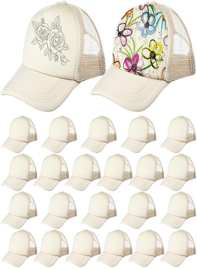 Vabean 24 Pack Sublimation Blank Cap Trucker Mesh Cap Unisex Plain Blank Baseball Hat for DIY Embroidery Sublimation Printing(Champagne) - Image 1