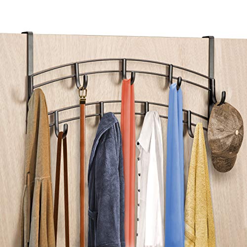 LYNK Professional® Home™ Over Door Hooks Rack - 9 Hook Over Door Hanger - Over Door Towel Rack - Hanging Towels or Clothes - Bathroom, Bedroom or Laundry Room - Lifetime Ltd. Warranty - Bronze - Image 3