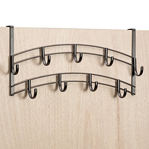 LYNK Professional® Home™ Over Door Hooks Rack - 9 Hook Over Door Hanger - Over Door Towel Rack - Hanging Towels or Clothes - Bathroom, Bedroom or Laundry Room - Lifetime Ltd. Warranty - Bronze - Image 2