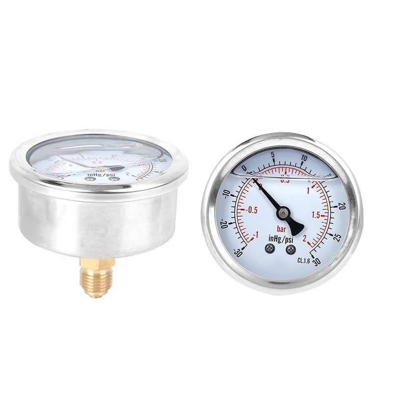 Stainless Steel Brass Vacuum Pressure Gauge 2bar Range 1 4BSP Thread 68mm Dial - Image 3