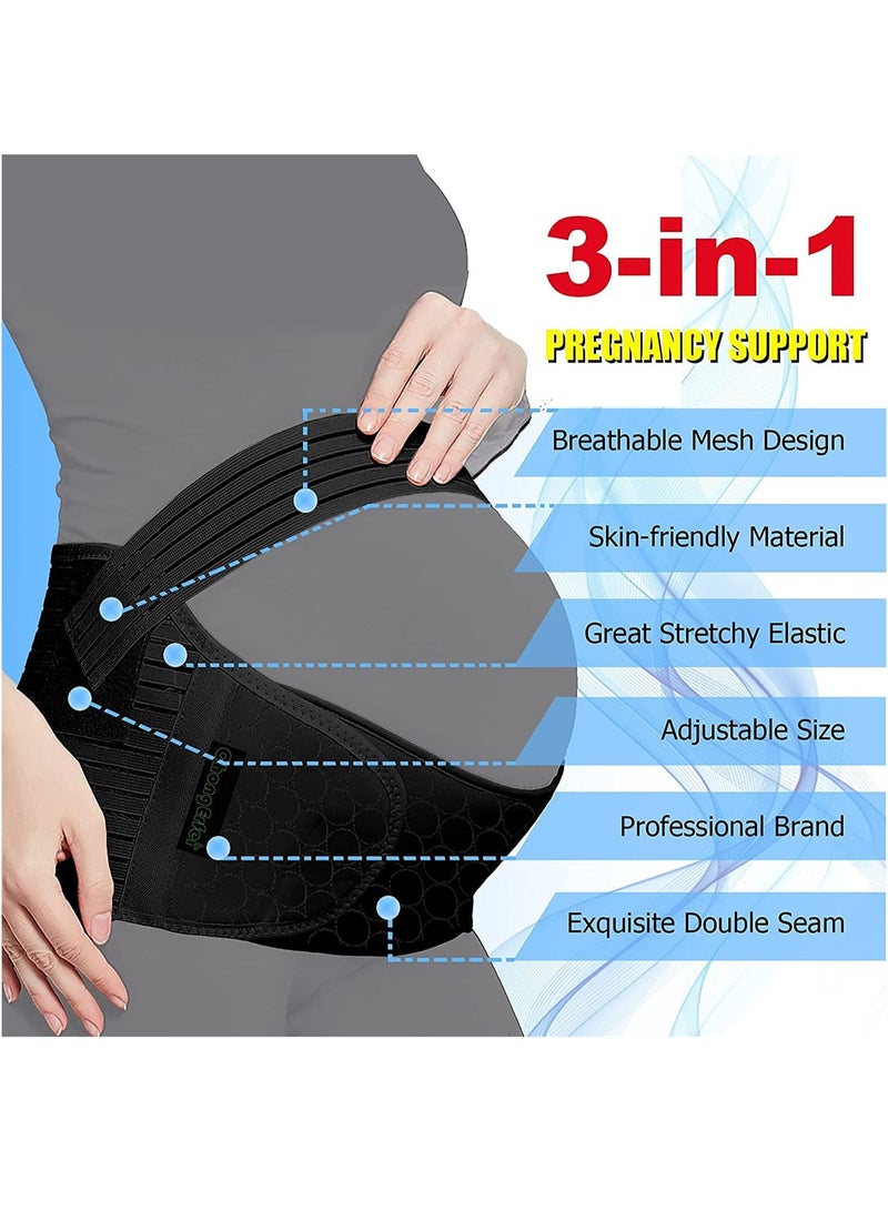 Pregnancy Belt, 3 in 1 Maternity Support Belt Belly Band Support Back Brace Abdominal Binder Waist Support, Lightweight, Breathable, and Adjustable Pregnancy Support Belt - Image 3