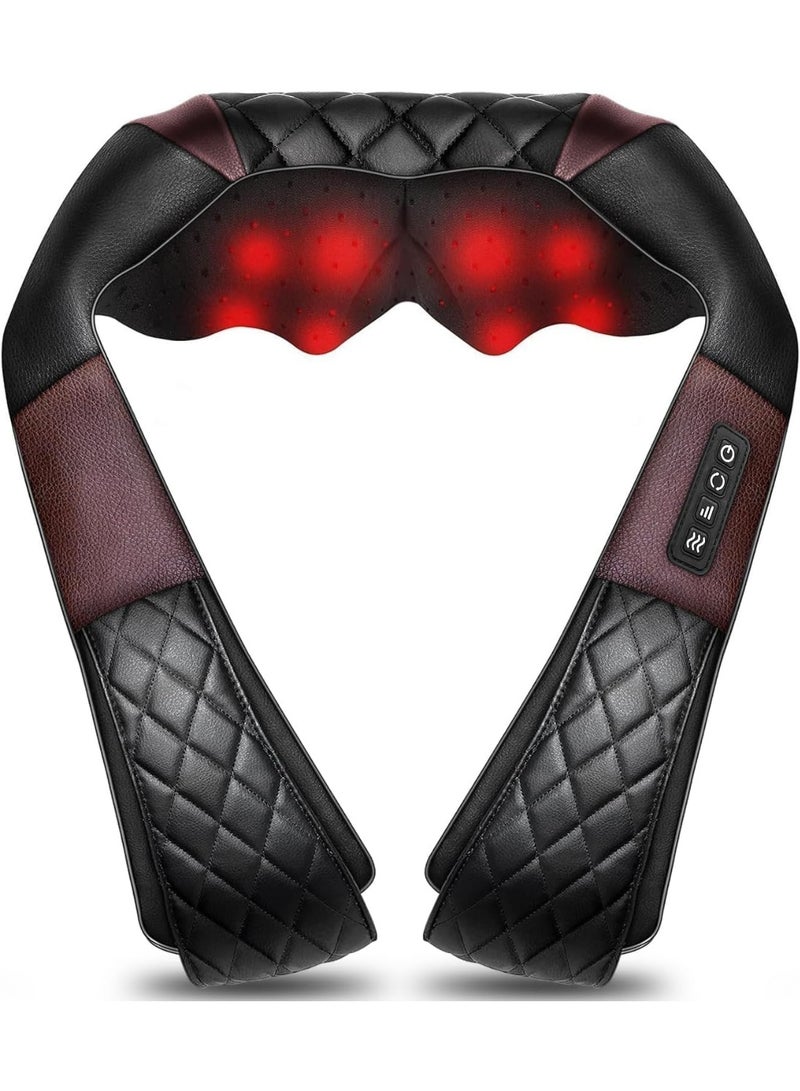 مدلك الرقبة والظهر بالحرارة، وسادة تدليك كهربائية عميقة الأنسجة 4D للكتفين والساقين وتخفيف آلام عضلات الجسم - أفضل الهدايا للنساء والرجال والأمهات والآباء - Image 1