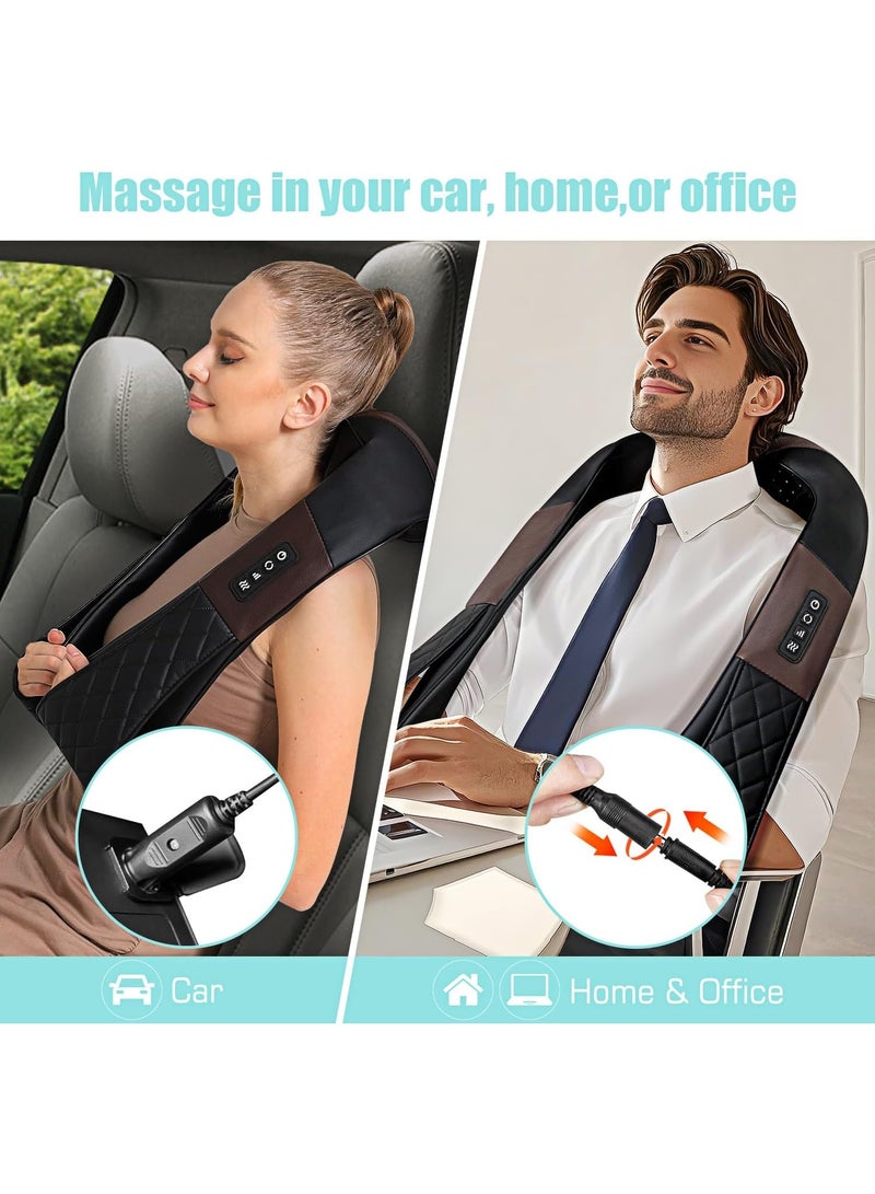 مدلك الرقبة والظهر بالحرارة، وسادة تدليك كهربائية عميقة الأنسجة 4D للكتفين والساقين وتخفيف آلام عضلات الجسم - أفضل الهدايا للنساء والرجال والأمهات والآباء - Image 5