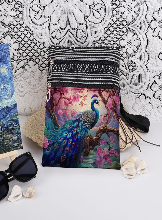 XiaoGalaee Peacock Crossbody Bag Jewel-toned Ocelli Print Messenger Bag Daily Use Adjustable Shoulder Strap Crossbody Purse Sorority Formal Gift for Women Birthday Present for Peacock Lovers - Image 3