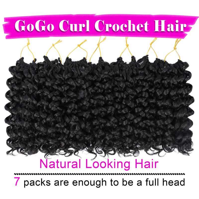 Eerya 7 Packs GoGo Curl Crochet Hair 10 Inch Short Curly Crochet Hair for Women Water Wave Beach Curl Deep Twist Crochet Braids Synthetic Braiding Hair Extensions (10 Inch, 1B) - Image 2
