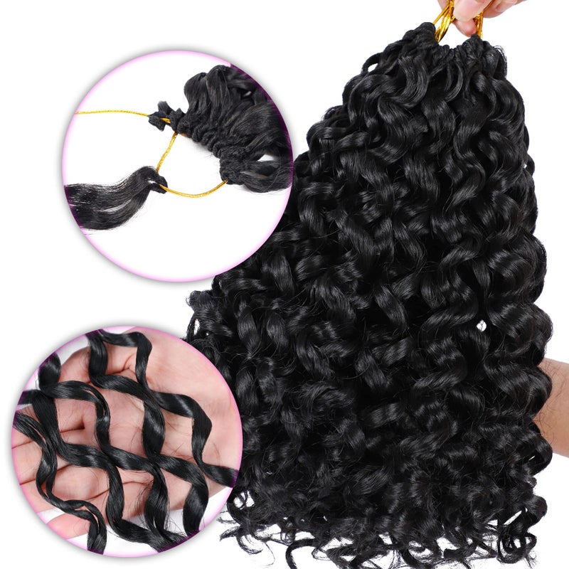 Eerya 7 Packs GoGo Curl Crochet Hair 10 Inch Short Curly Crochet Hair for Women Water Wave Beach Curl Deep Twist Crochet Braids Synthetic Braiding Hair Extensions (10 Inch, 1B) - Image 5
