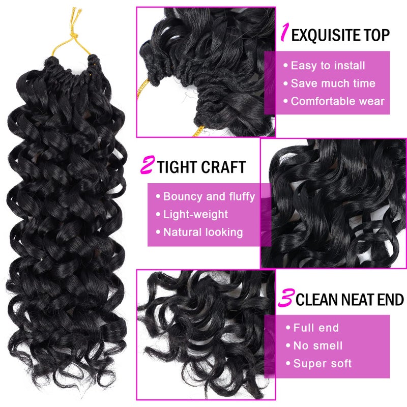 Eerya 7 Packs GoGo Curl Crochet Hair 10 Inch Short Curly Crochet Hair for Women Water Wave Beach Curl Deep Twist Crochet Braids Synthetic Braiding Hair Extensions (10 Inch, 1B) - Image 4