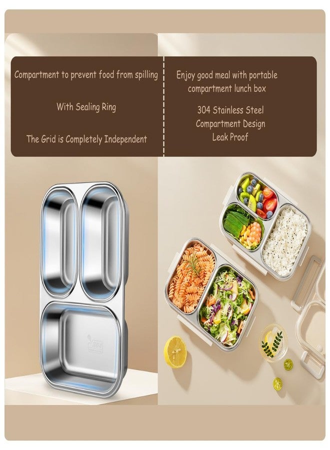 YONIMI 3 Compartment Stainless Steel Lunch Box for Office,School & Picnics, BPA Free,Airtight Leak-Proof Lunch Box,Durable & Easy to Clean Lunch Box(Yellow) - Image 4