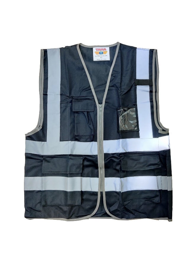 TAHA Black Solid Delux Safety Jacket –Durable & Comfortable Protective Outerwear for all Risk & Hazardous Environmnet | Black | Size-XL  - Image 1