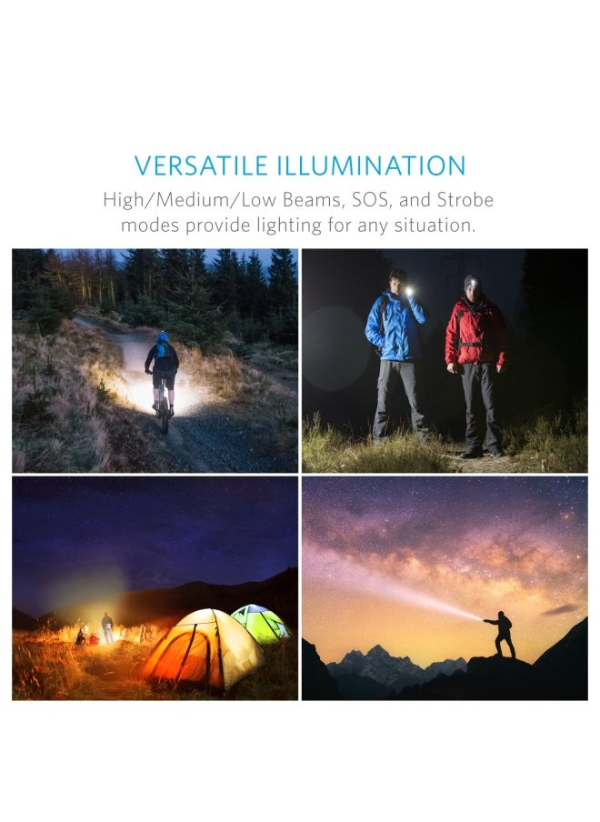 Anker - Rechargeable Bolder Lc40 Flashlight Led Torch Super Bright 400 Lumens Cree Led Ip65 Water Resistant 5 Modes High Medium Low Strobe Sos Indoor Outdoor Camping Hiking And Emergency Use - Image 1
