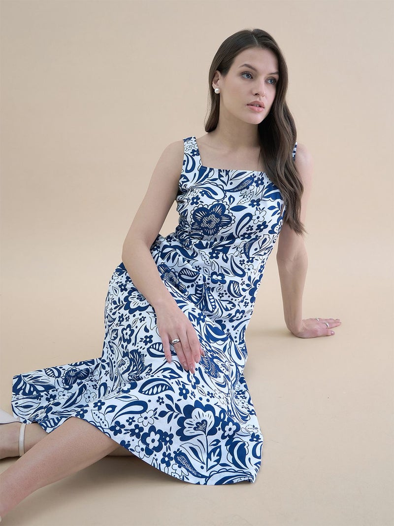 Powersutra Floral Printed Midi Dress for Women - Image 1