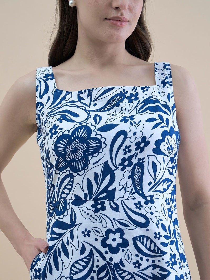 Powersutra Floral Printed Midi Dress for Women - Image 3