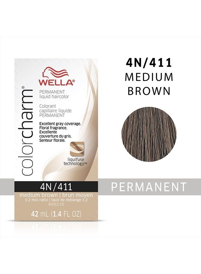WELLA Color Charm WELLA colorcharm Permanent Liquid Hair Color for Gray Coverage, 4N Medium Brown - Image 2