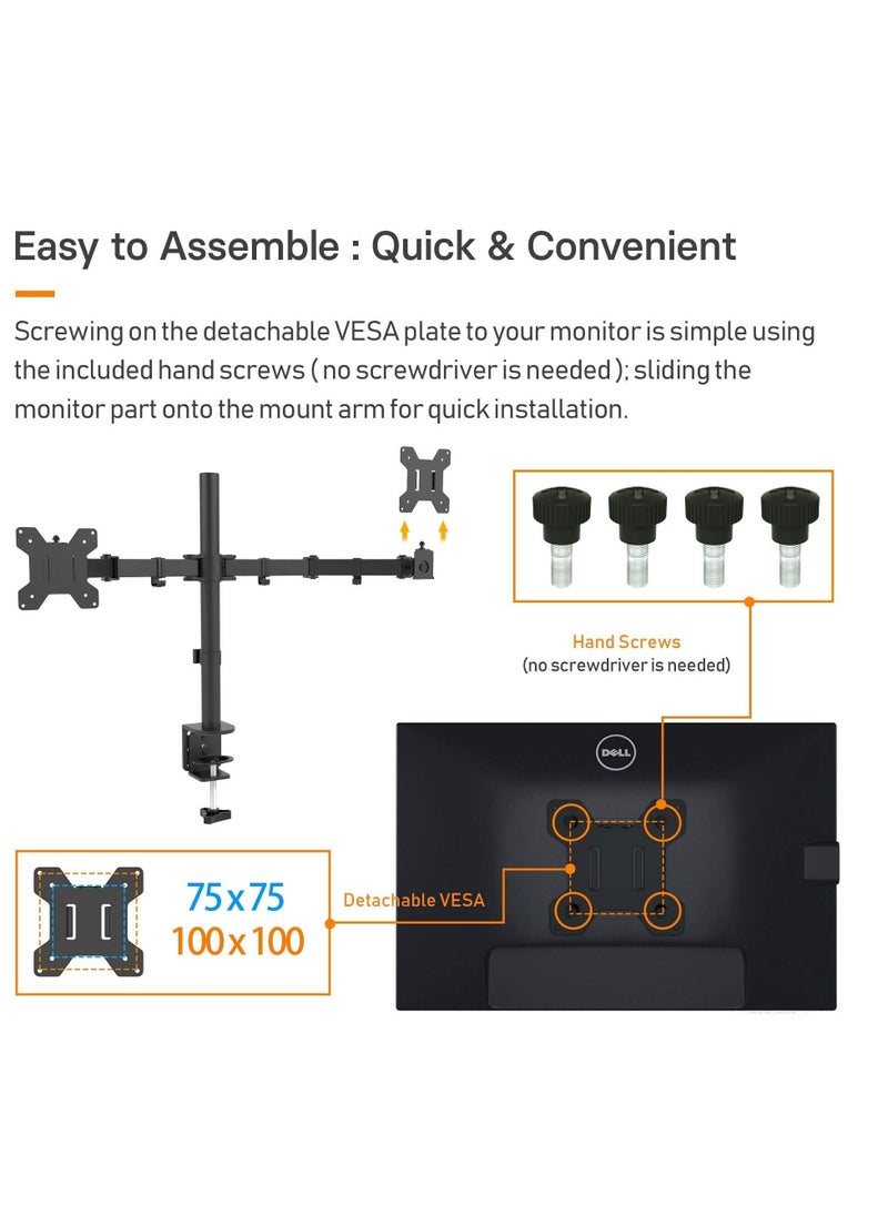 Arabest - Monitor Mount Stand Dual Lcd Led Monitor Arm for Desk, Heavy Duty Gaming Monitor Stand Fully Adjustable Arms Hold 2 Screens Up to 27 Inches - Image 1
